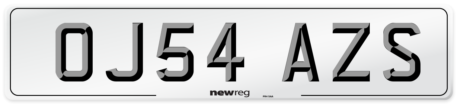 OJ54 AZS Number Plate from New Reg